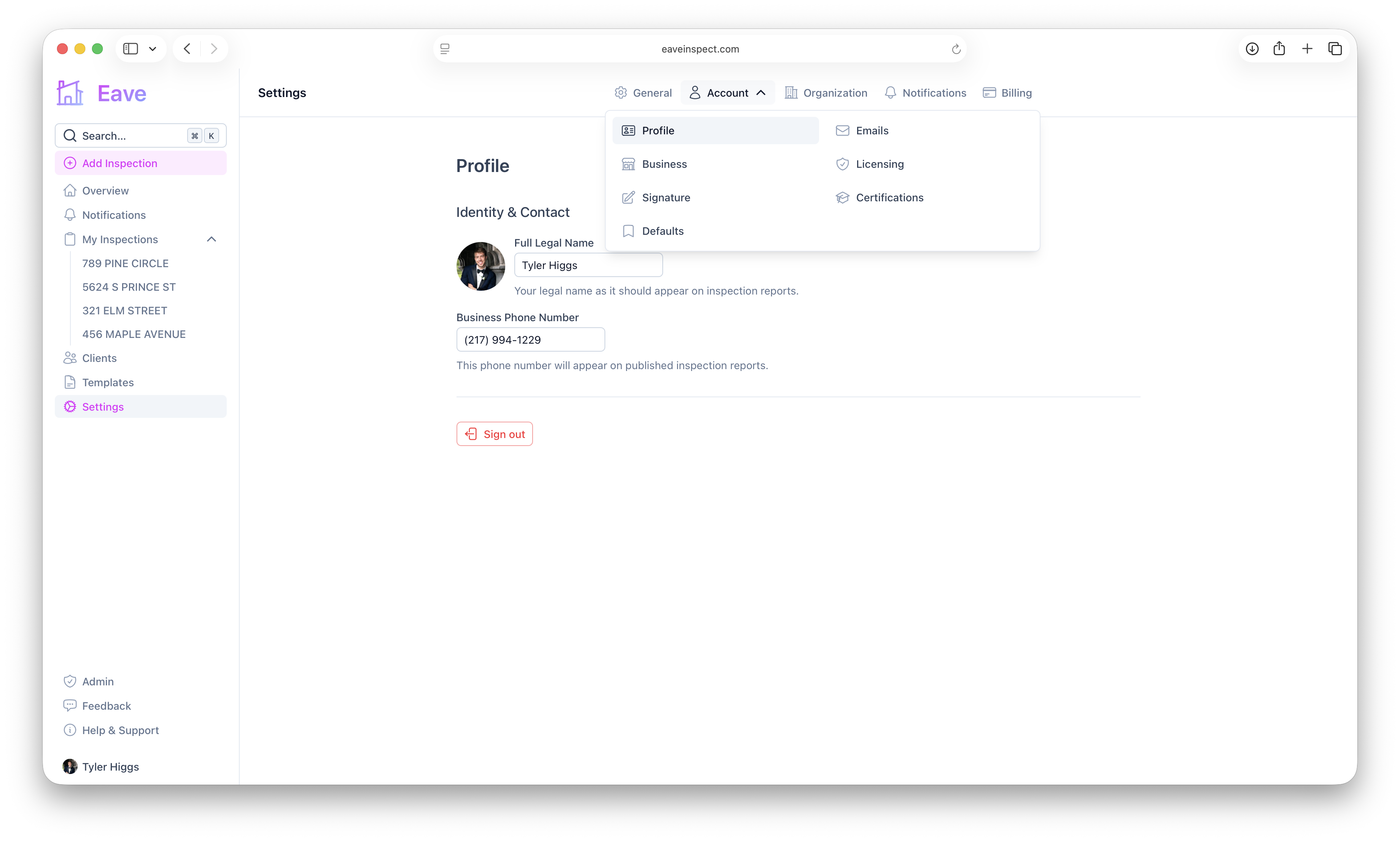 Account Settings → Profile