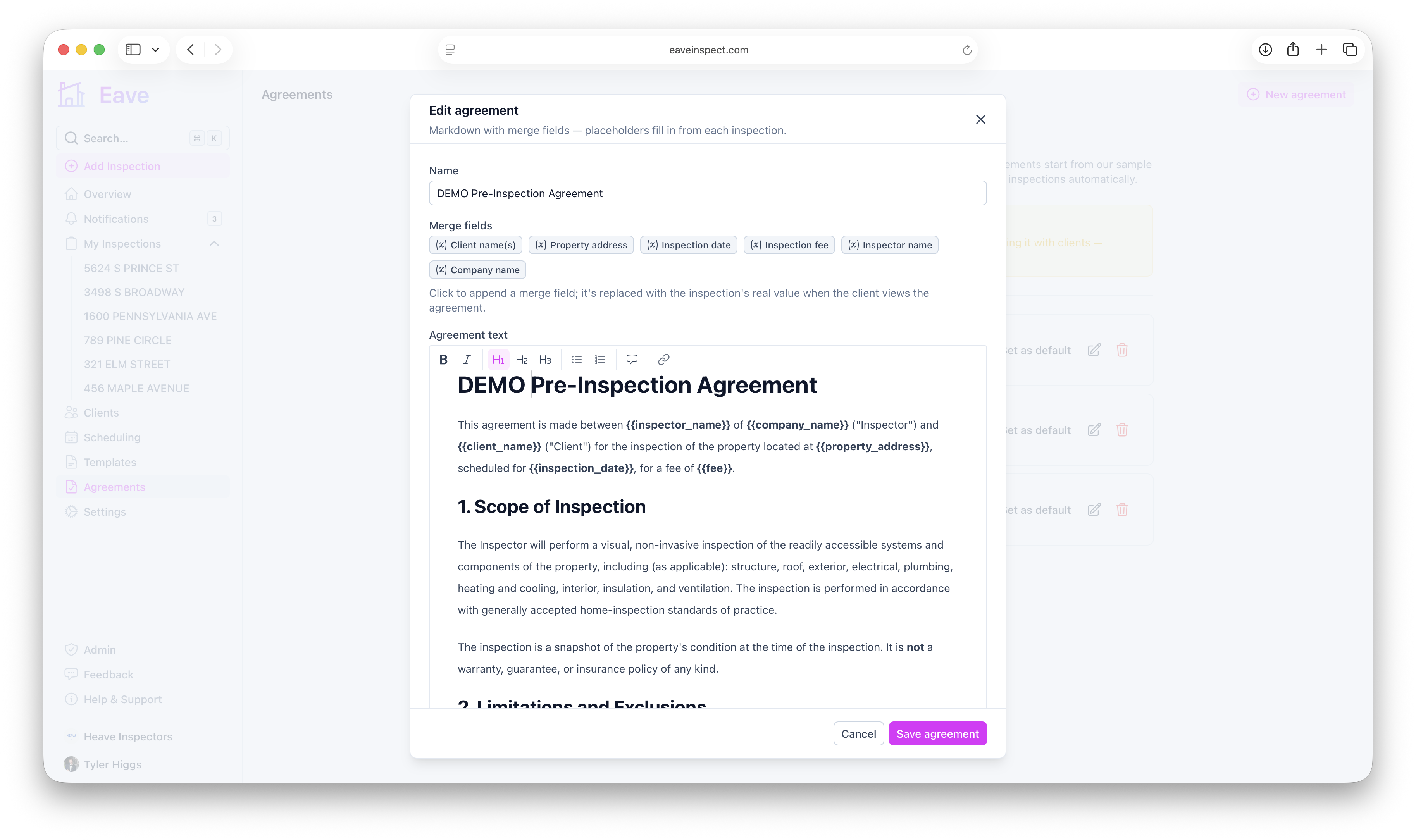 Edit Agreement Template