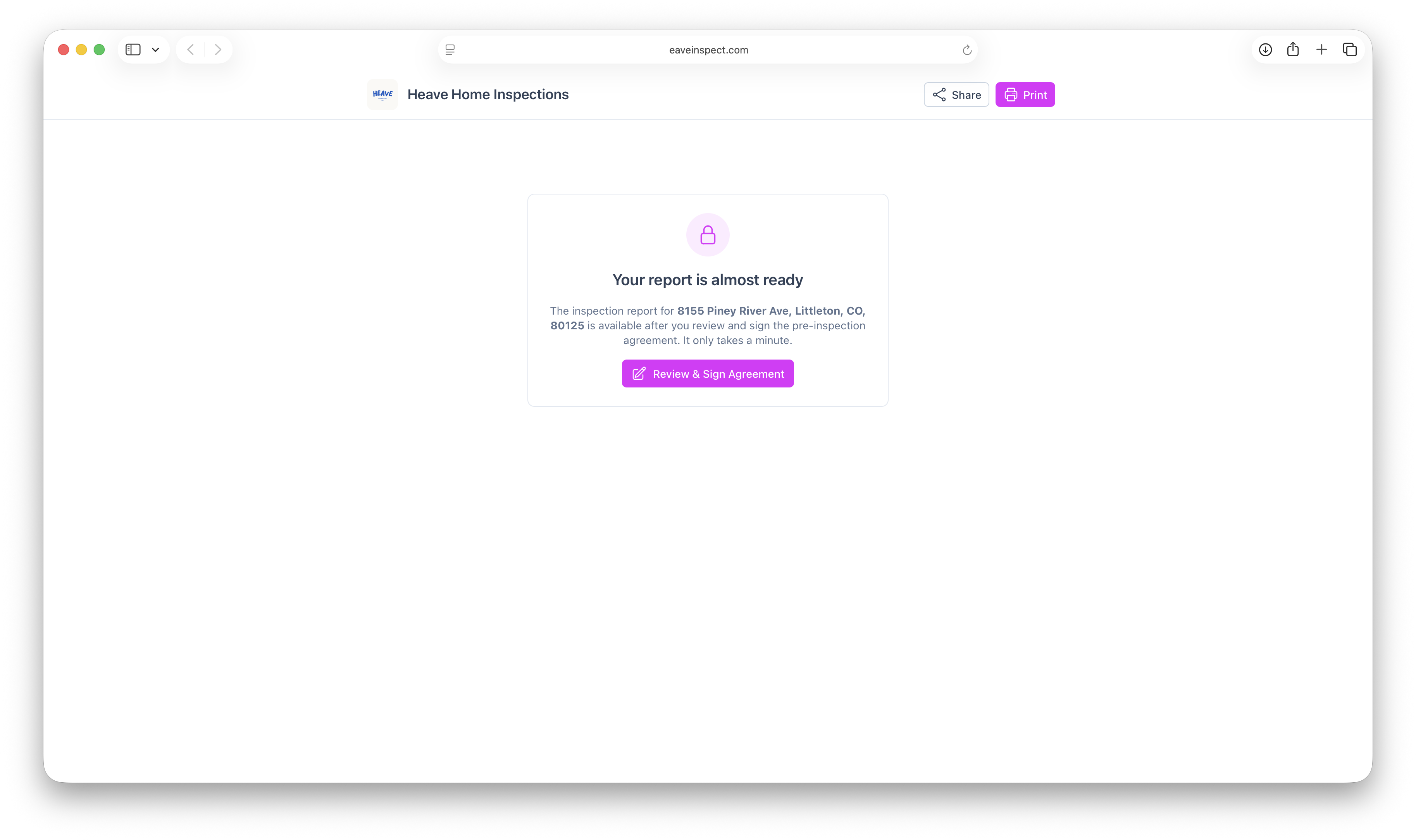 Locked report screen