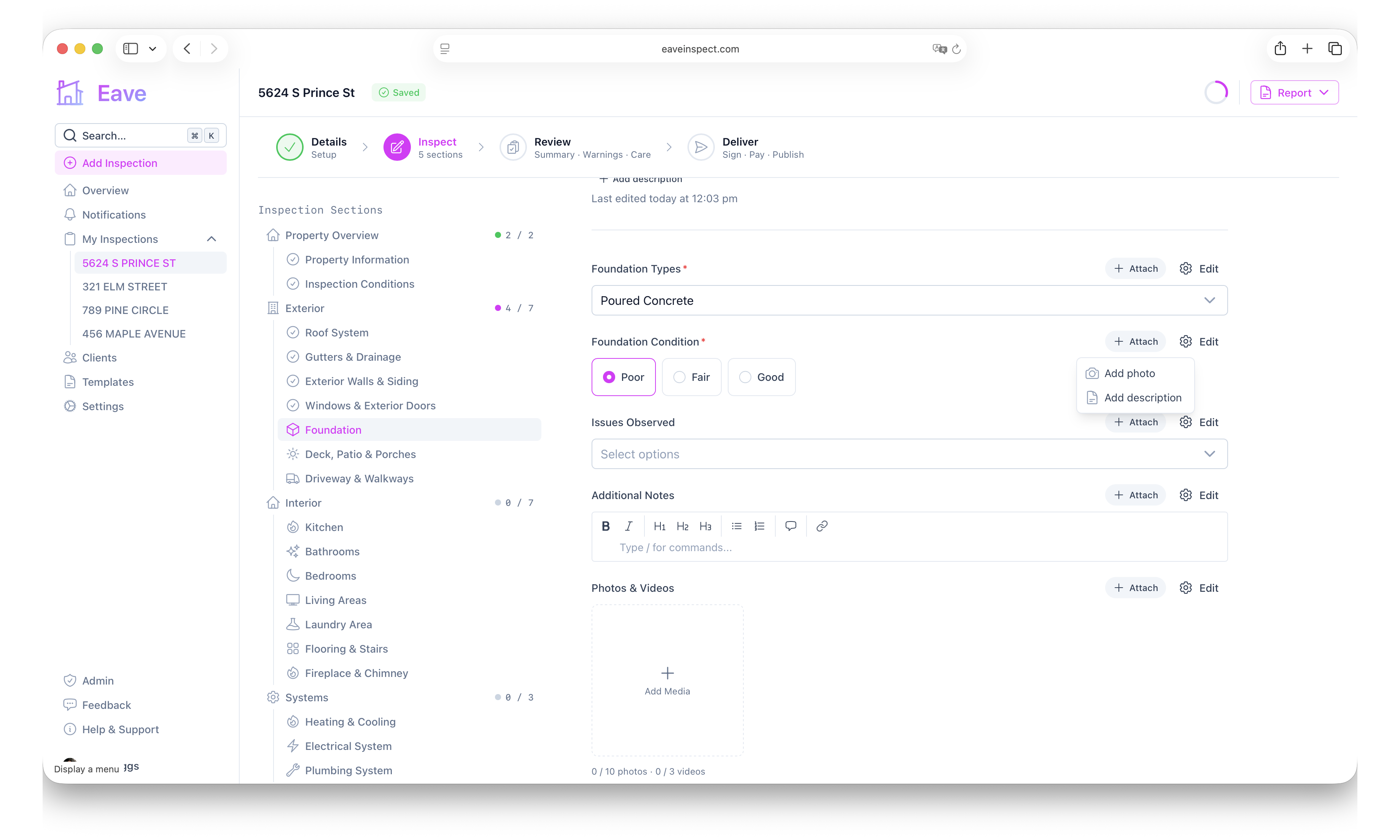Attach field dropdown
