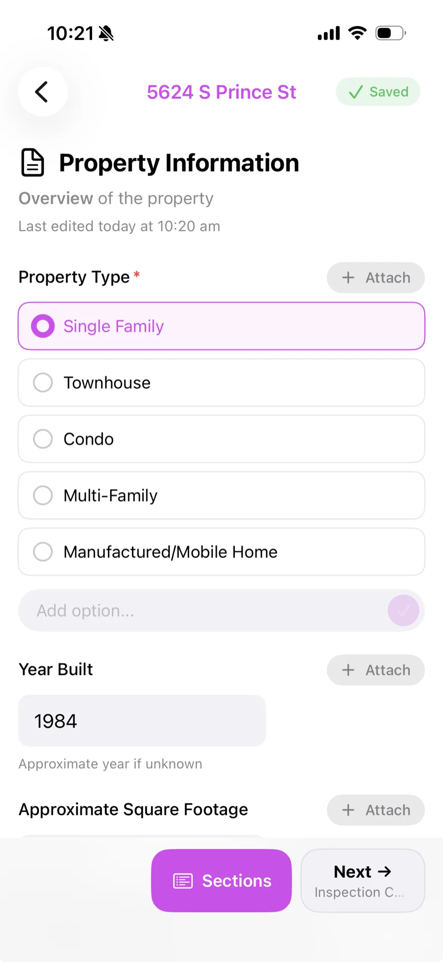 iOS Property Information subsection