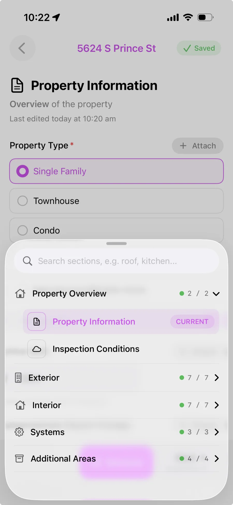 iOS section navigator