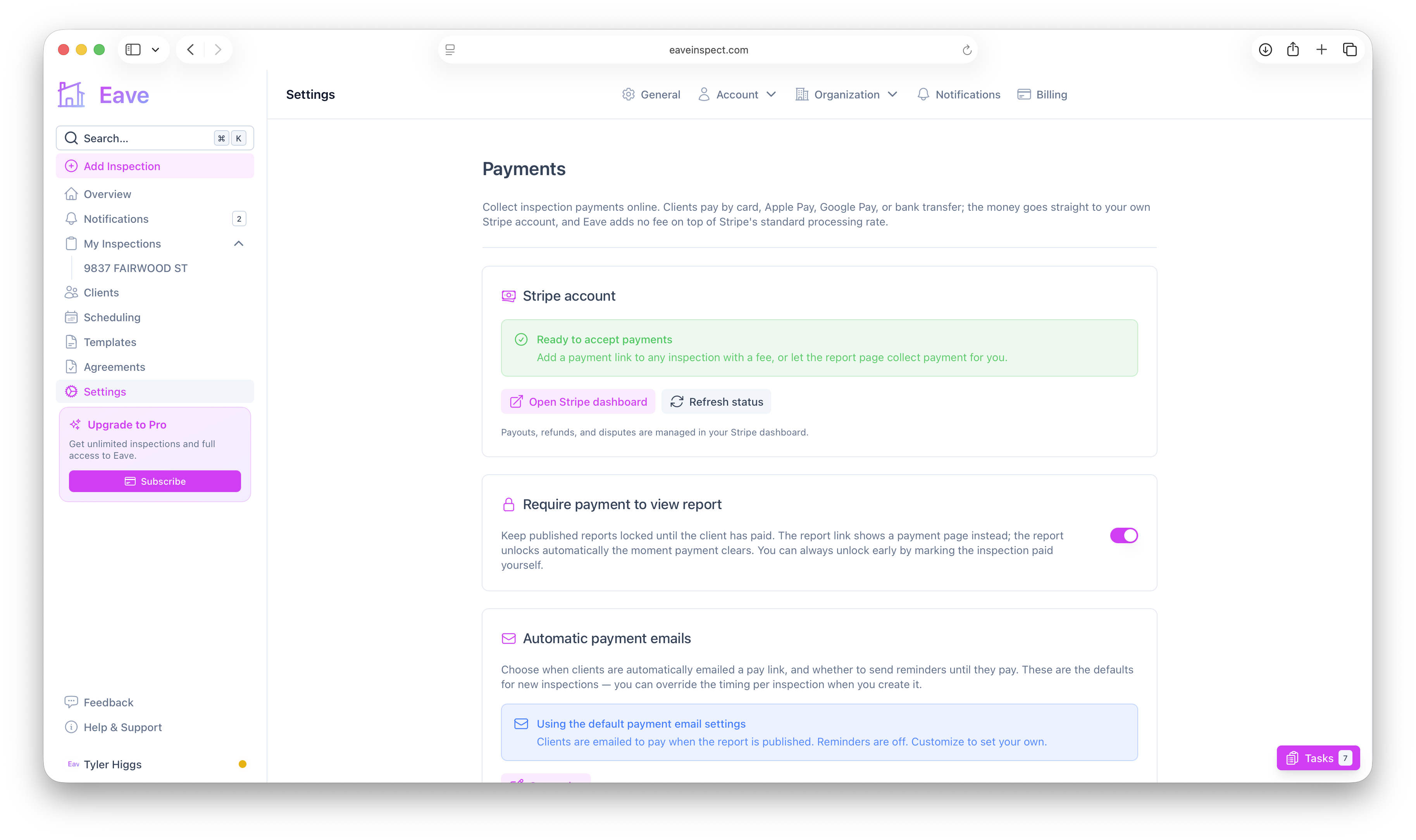 Payments settings, ready to accept payments