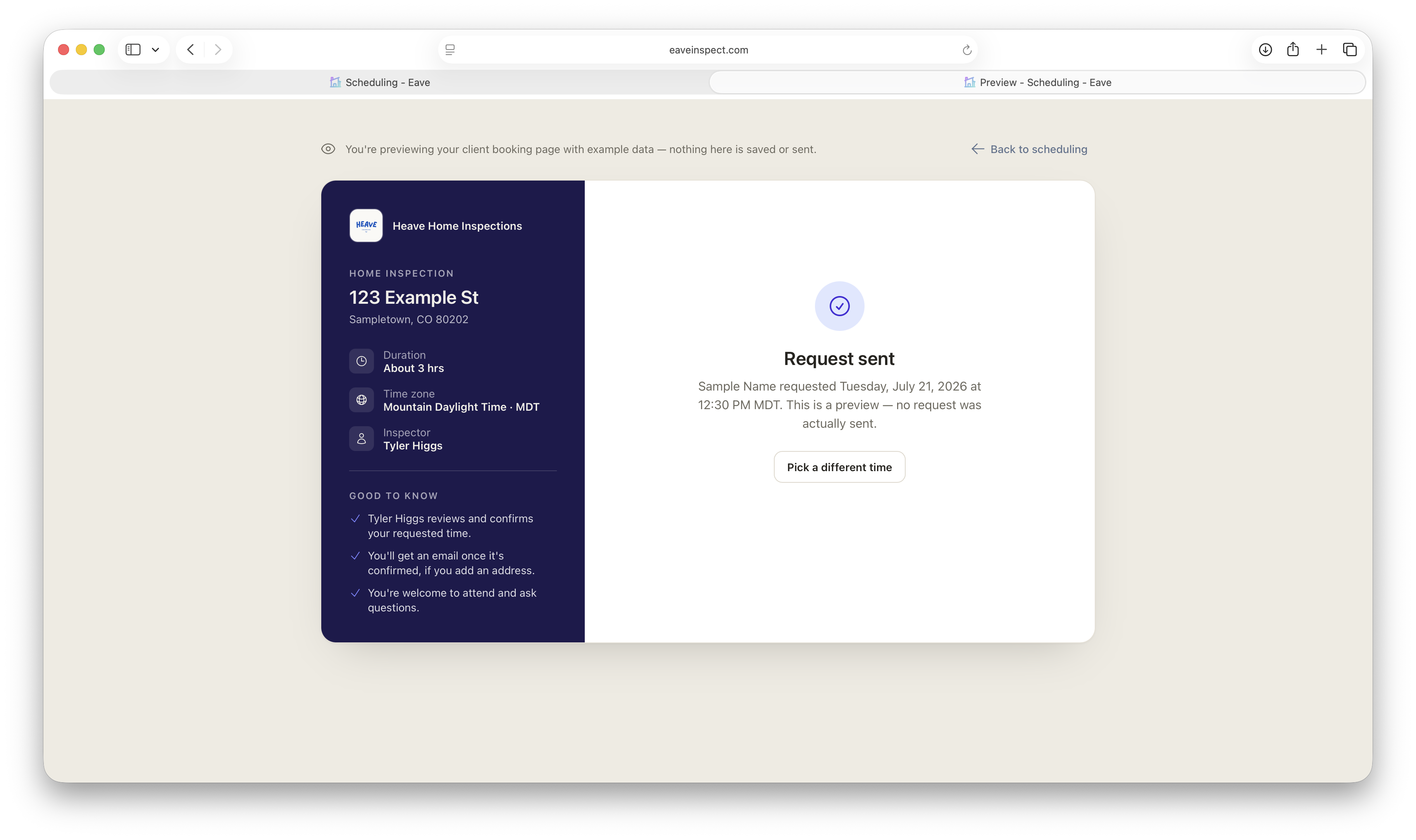 Preview your booking page confirmation